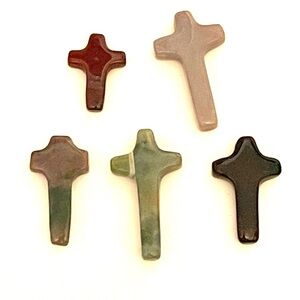 5 Genuine Stone Crosses for crafts or jewelry making.